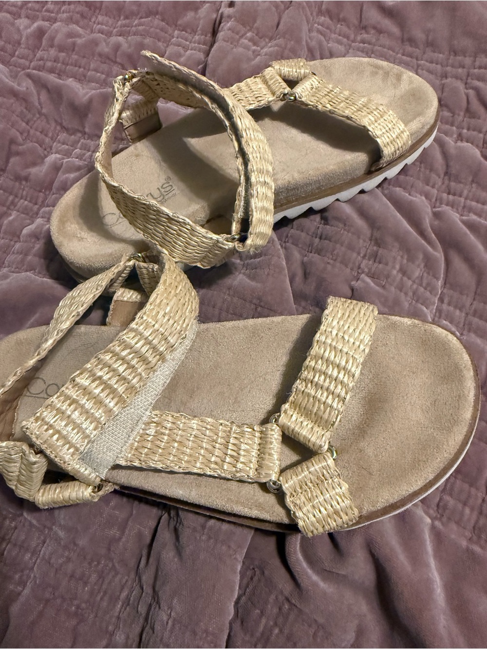 Corkys Woven Strap Sandals in Beige